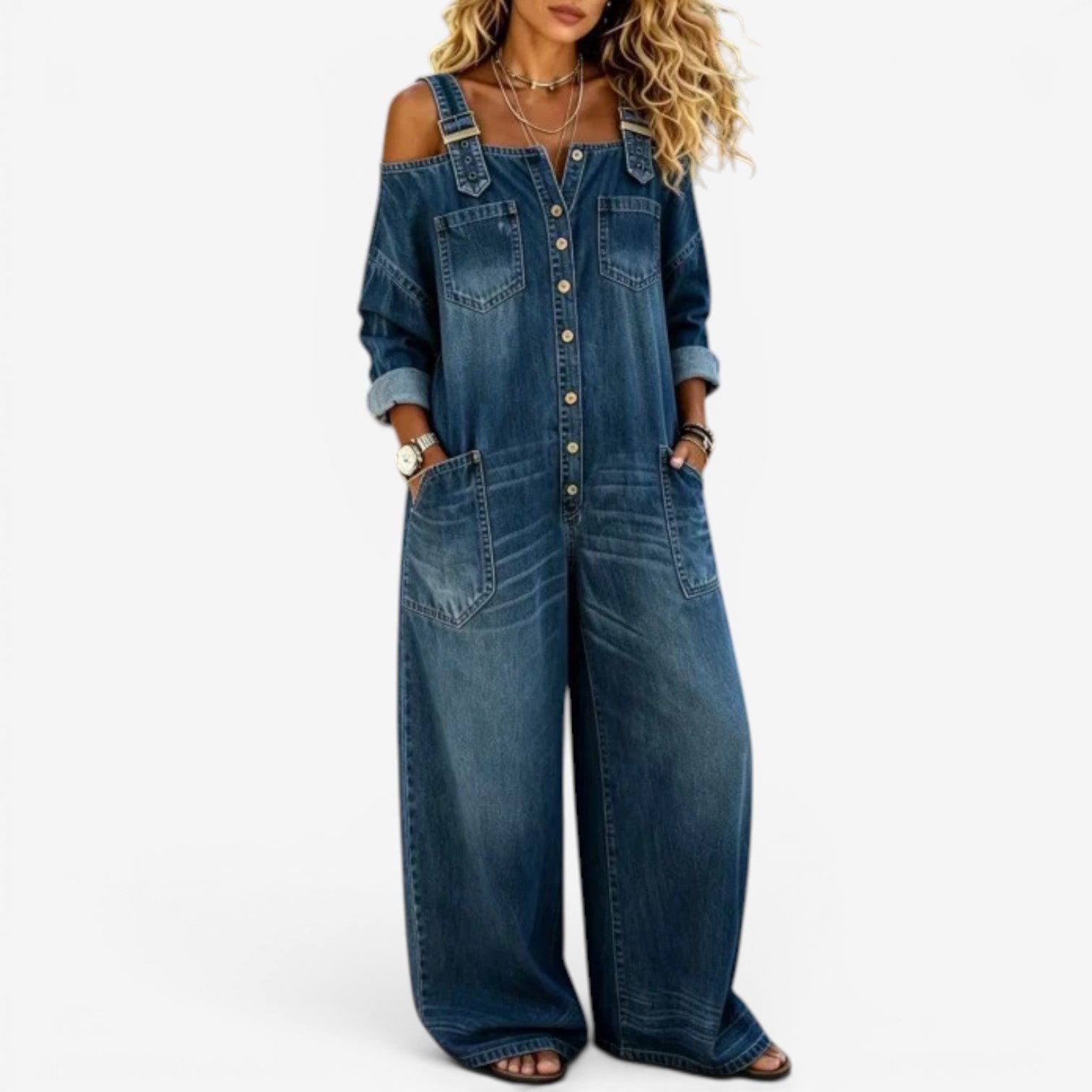 Lianne™ Off-Shoulder Denim Jumpsuit