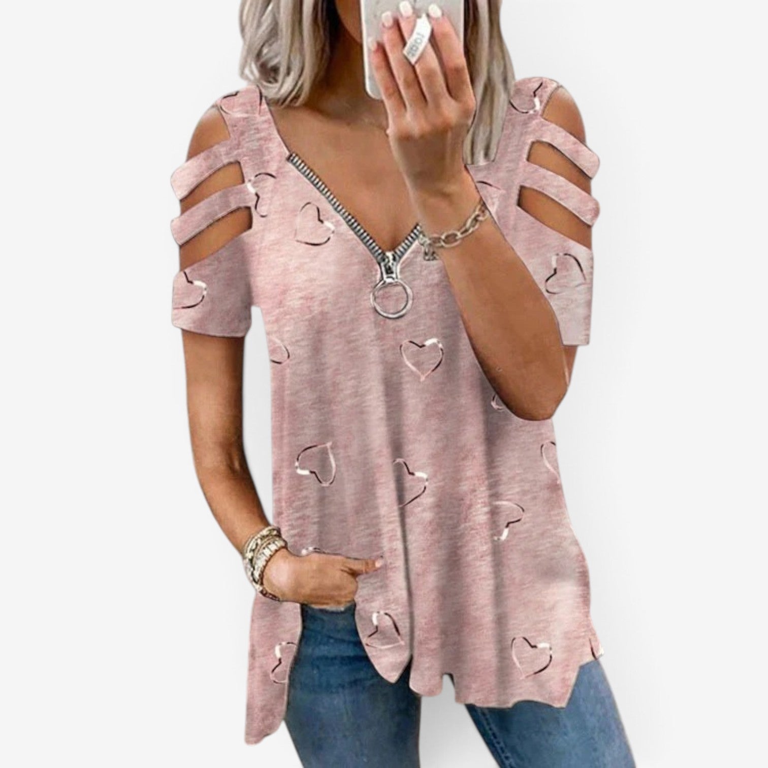 Thera™ Zipper v-neck top