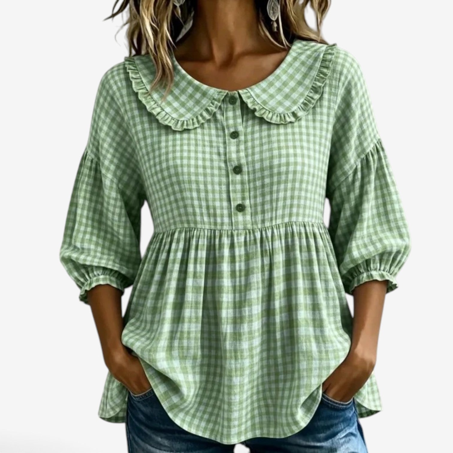 Adella™ Ruffled collar peplum blouse