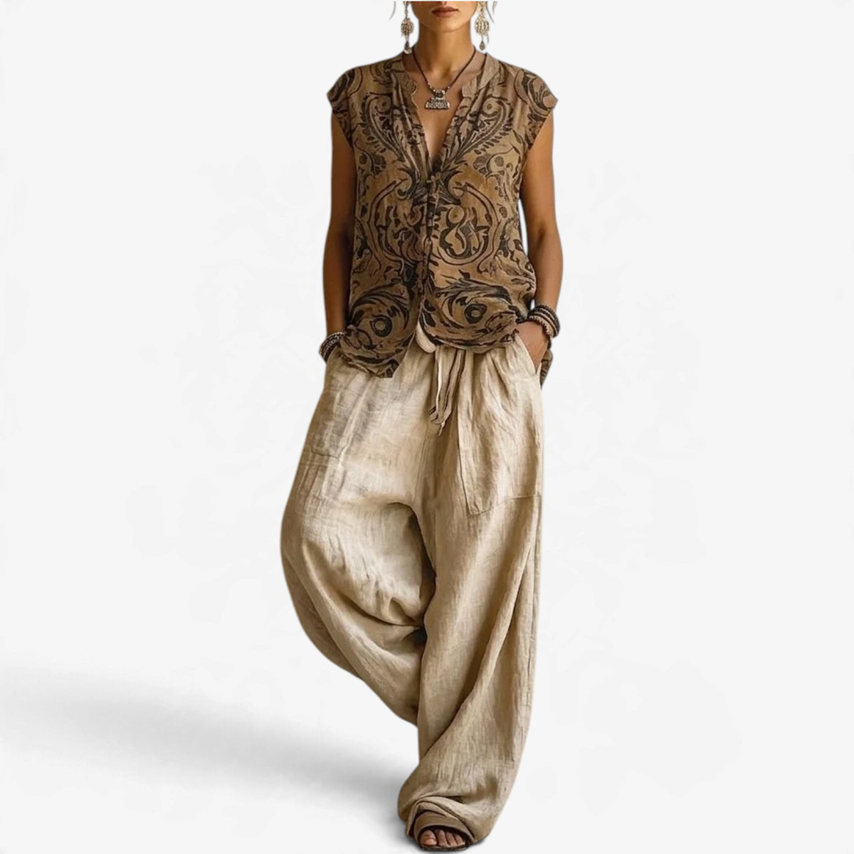 Sabine™ Linen Duster Wide-Leg Set