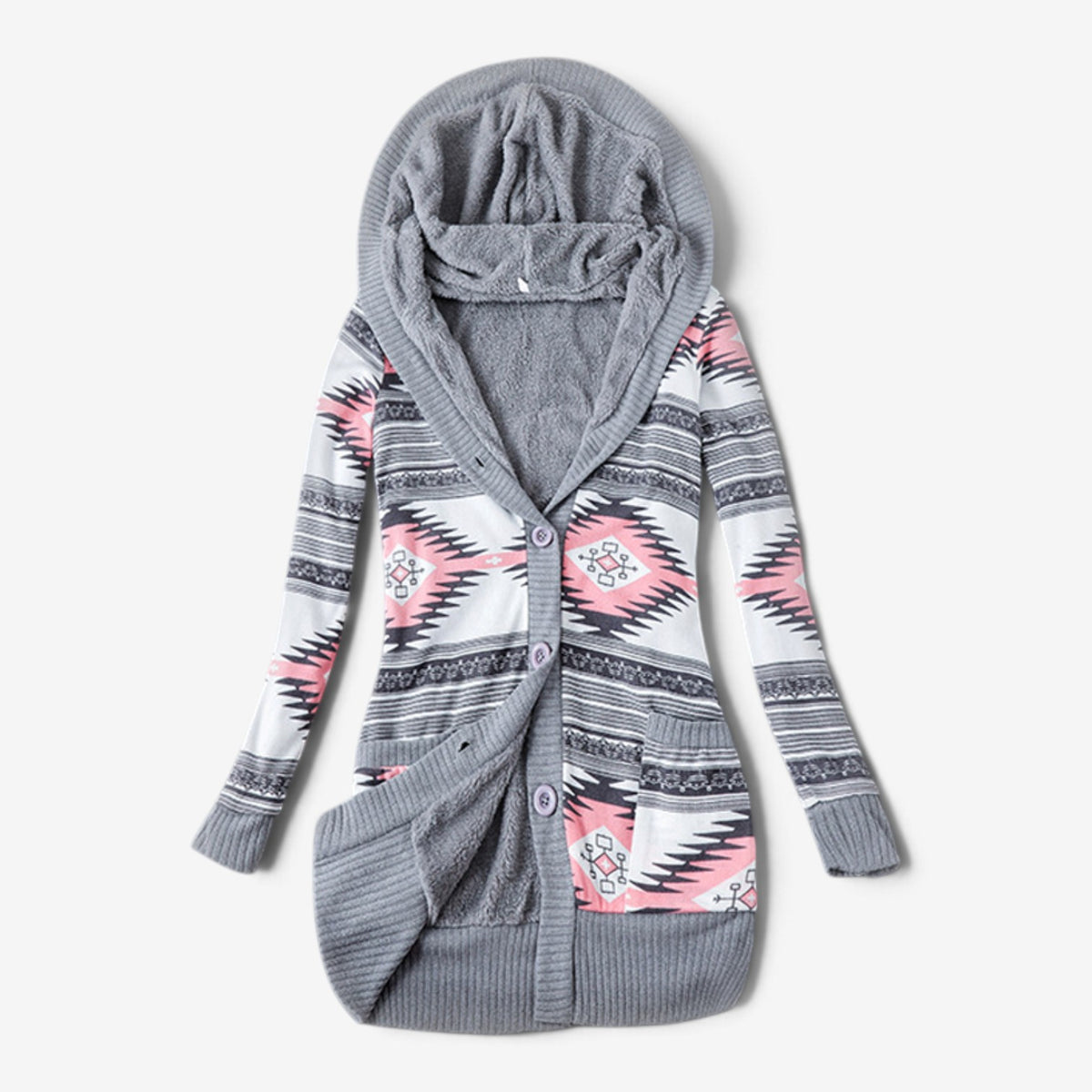 Vien™ Hooded Patterned Knit Cardigan