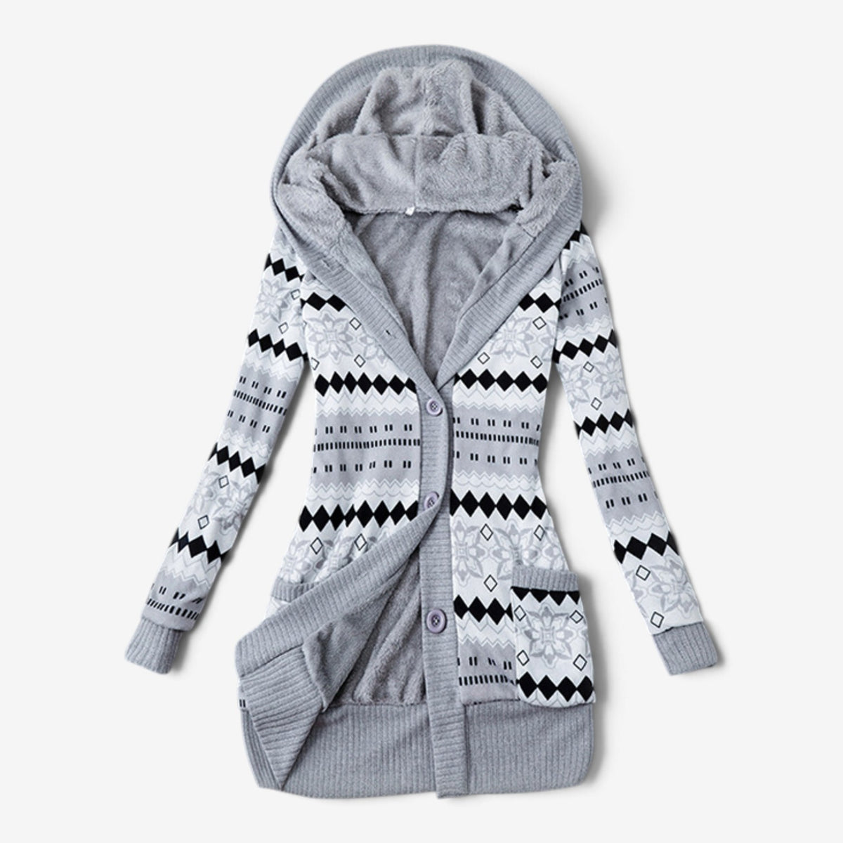 Vien™ Hooded Patterned Knit Cardigan