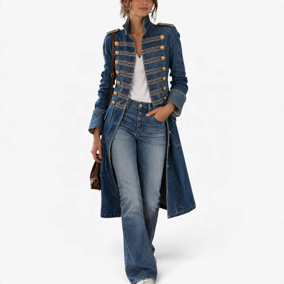 Valentina™ Military Denim Longline Coat